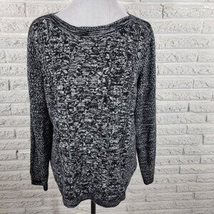 Croft Barrow Womens Sweater Extra Large Black Cable Knit Marled Speckle SWE177E